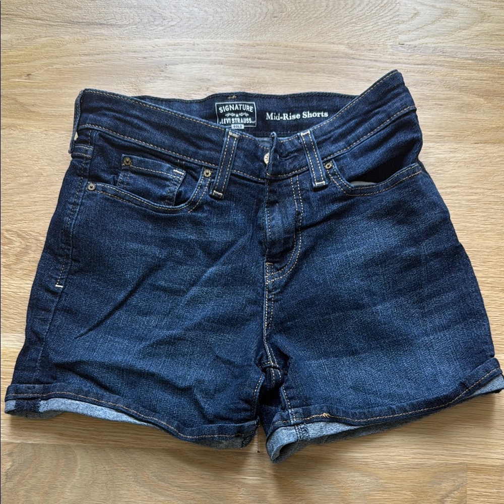 Signature by Levi Strauss Dark Blue Jean Shorts (Never Worn)